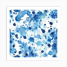 Blue Watercolor Splashes 3 Art Print