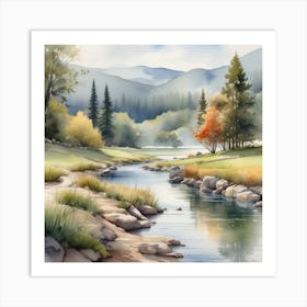 Watercolor Of A River 6 Art Print