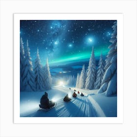 Night sledding Art Print