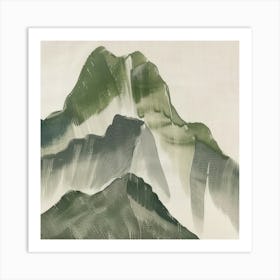 Japanese Watercolour Of Mount Oyama 1 Art Print