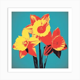 Andy Warhol Style Pop Art Flowers Daffodil 2 Square Art Print
