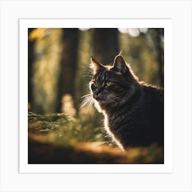 Cat In The Forest Art Print