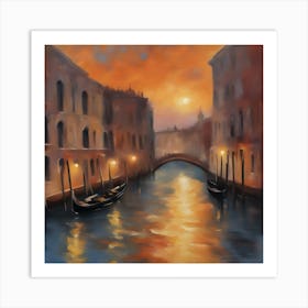 Sunset In Venice Art Print