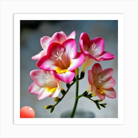 Pink Flowers In A Vase Art Print