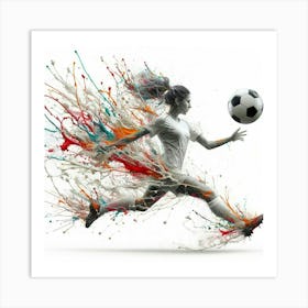Soccer Player With Paint Splashes Art Print