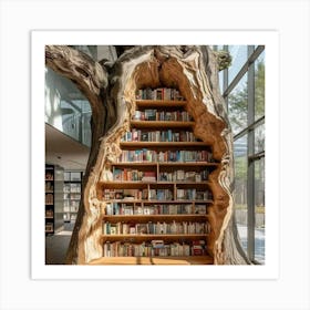 Tree Bookcase Art Print