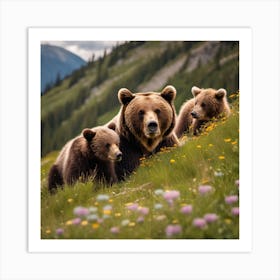 Brown Bears In The Mountains Art Print