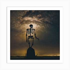 Skeleton In The Night Sky Art Print