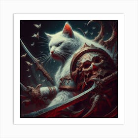 Cat With Swords Art Print