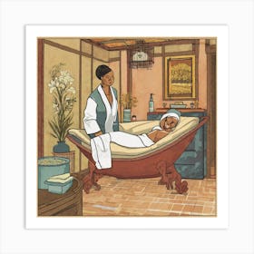 Woman In A Bath Tub Art Print