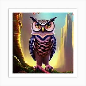 Owl In The Forest 1 Art Print