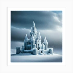 Beautiful ice castle in the snow Art Print