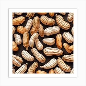 Peanuts On Black Background 6 Art Print