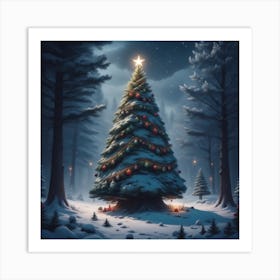 Christmas Tree In The Forest 105 Art Print
