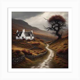 Scottish cottage in autumn Art Print