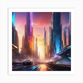 Futuristic City 123 Art Print