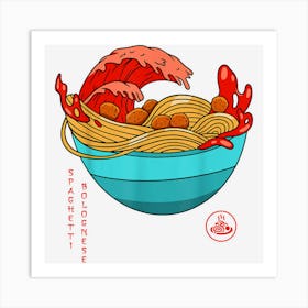 Spaghetti Bolognese Italian Noodles Japanese Ramen Style Art Print