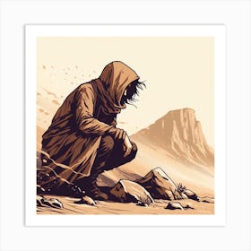 Man In The Desert 1 Art Print