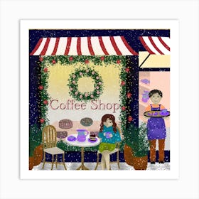 Christmas Coffee Shop. 1 Art Print