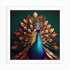 Colorful Peacock 3 Art Print