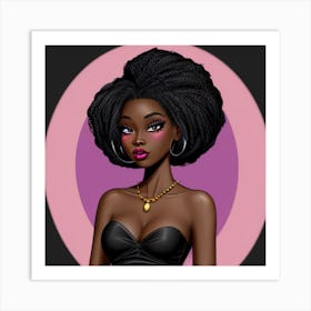 Black Girl In Black Dress Art Print