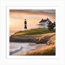 Lighthouse At Sunset 7 Art Print
