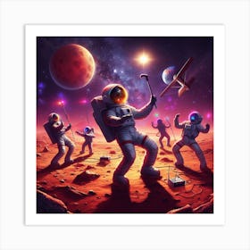 Astronauts On Mars Art Print