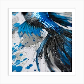 Black And Blue Betta Fish Art Print