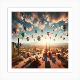 Hot Air Balloons In The Desert Art Print