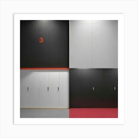 Red And Black Lockers Art Print