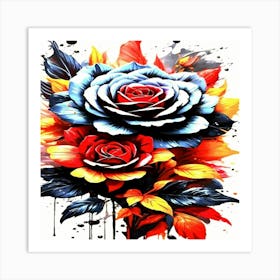 Roses And Leaves Art Print