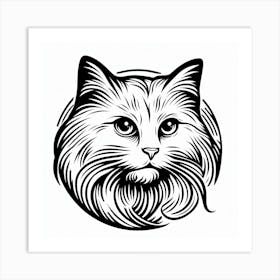 Cat Head Vector Illustration 2 Art Print