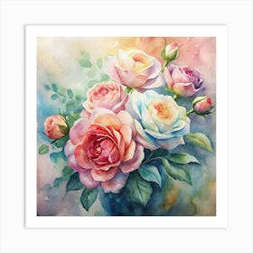 Watercolor Roses 13 Art Print