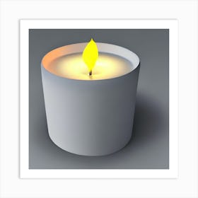 Candle On A Grey Background Art Print