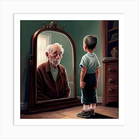 Boy In A Mirror Art Print