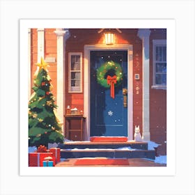 Christmas Decoration On Home Door Golden Ratio Fake Detail Trending Pixiv Fanbox Acrylic Palette (1) Art Print