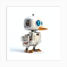 Robot Bird Isolated On White Art Print