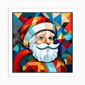 Stained Glass Santa Claus Art Print
