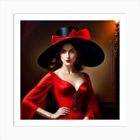 Beautiful Woman In Red Dress 15 Art Print