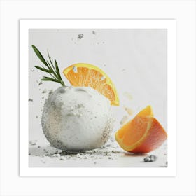 Orange Slices On A White Background Art Print