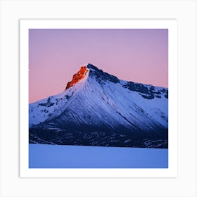 A Snow Covered Mountain Peak Glistening In The Pale Light Of Dawn With A Lone Eagle Soaring Majest (3) Art Print