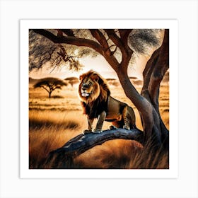 Lion In The Savannah 10 Art Print