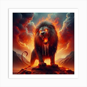 Lion On Fire 1 Art Print