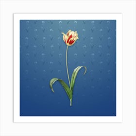 Vintage Didier's Tulip Botanical on Bahama Blue Pattern n.1828 Art Print