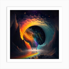 Rainbow Fantasy Nature Colorful Landscape Clouds Sky Art Print