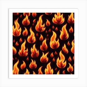 Flames On Black Background 26 Art Print