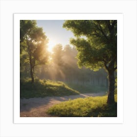 Sunrise In The Forest Art Print