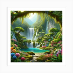 Waterfall In The Forest 40 Art Print