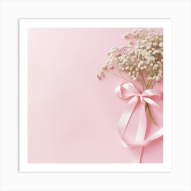 Baby'S Breath On Pink Background Art Print