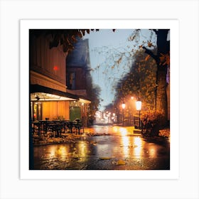 Wet Street At Night Art Print